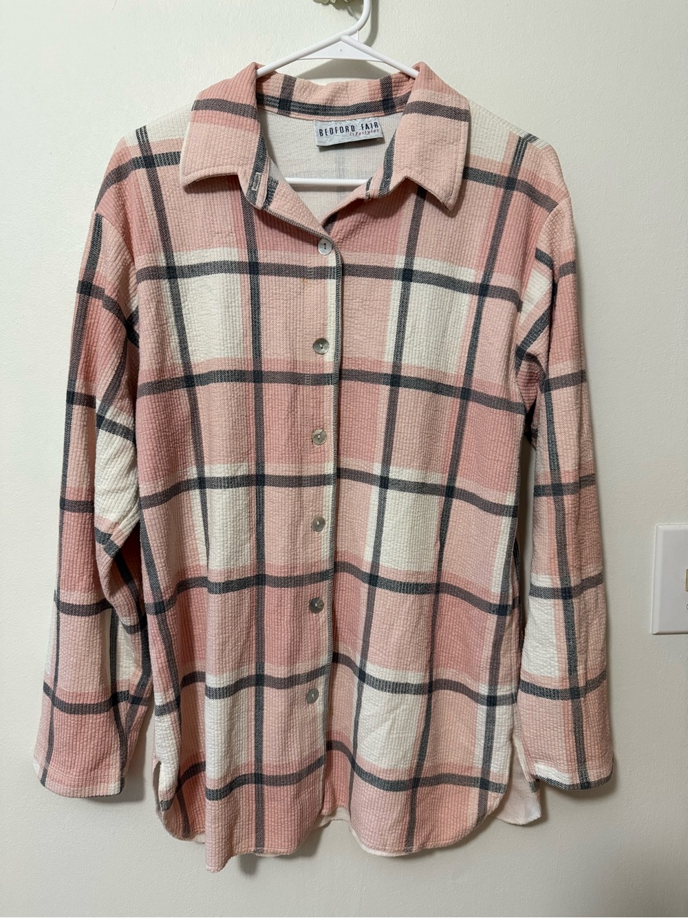 Bedford Fair Pink Plaid Button-Down Shirt